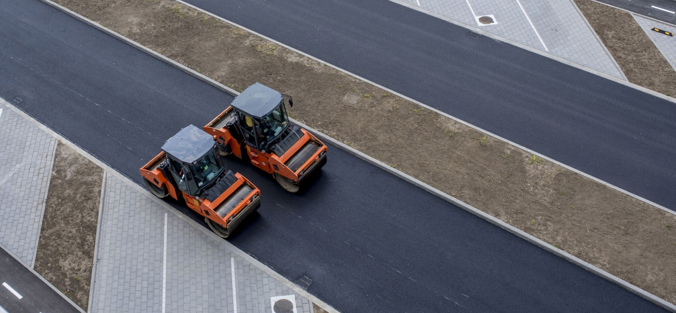 Aerial view of road maintenance